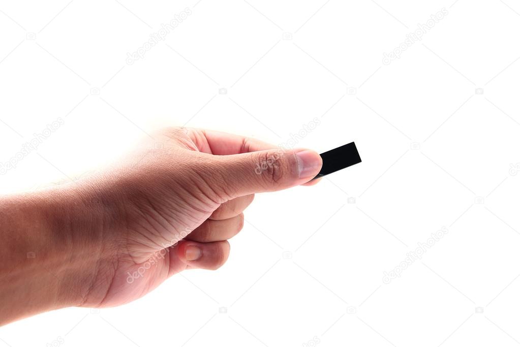 Hand holding USB data storage