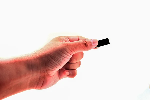 Mão segurando armazenamento de dados USB — Fotografia de Stock