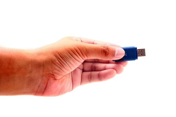 手拿着 usb 数据存储 — 图库照片