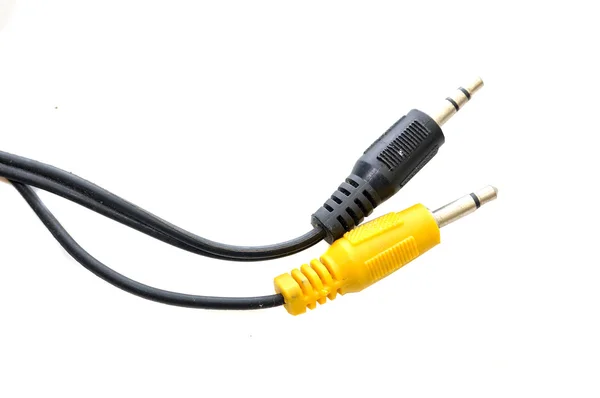 Conectores de audio negro y amarillo — Foto de Stock