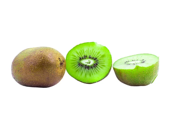 Fructe întregi kiwi și segmentele sale feliate — Fotografie, imagine de stoc