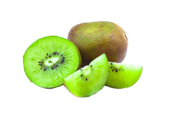 Fructe întregi kiwi și segmentele sale feliate — Fotografie, imagine de stoc