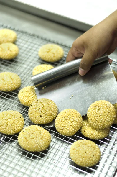 Cookies op een bakplaat voor oven — Stockfoto