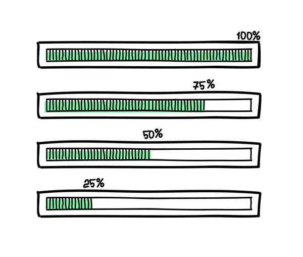 Satz handgezeichneter Vektor-Doodle-Fortschrittsbalken — Stockvektor