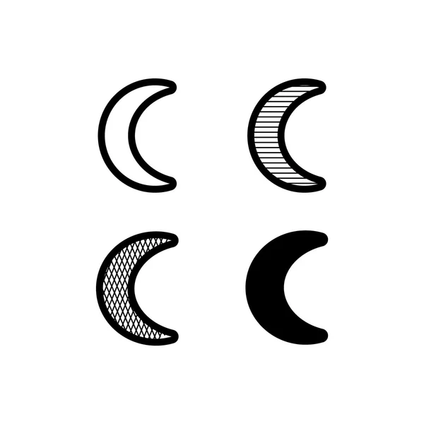 Vector moon crescent icons set — Stock Vector