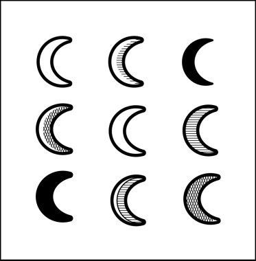 Vektör ay Hilal Icons set