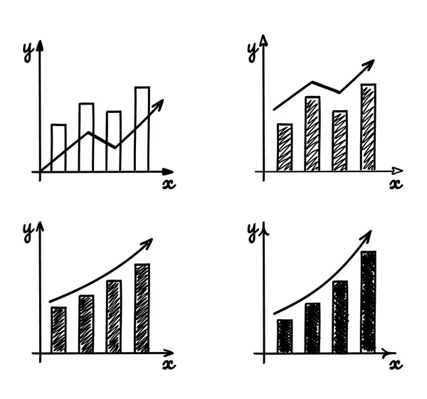 Gráfico de barras vetoriais desenhado à mão na moda — Vetor de Stock