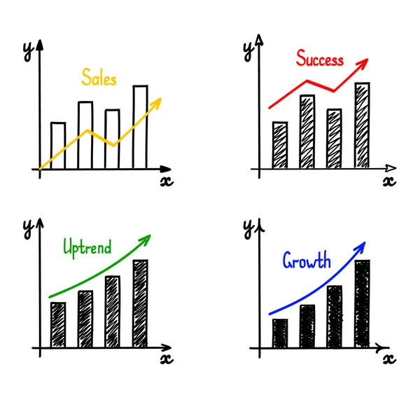 Trendy hand-drawn vector bar graph — Stock Vector