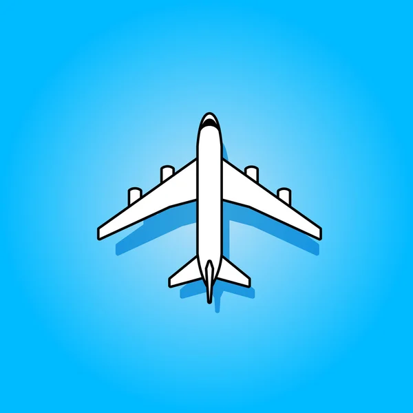 White vector plane flying over blue sky — Stock Vector