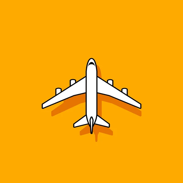 Plane icon flying on orange background — Stock Vector