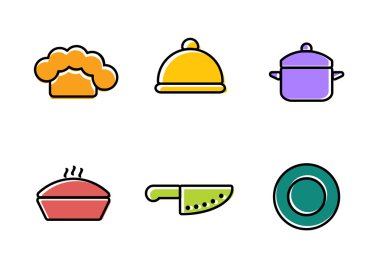 Vektör mutfak, Restoran ve mutfak simgeler