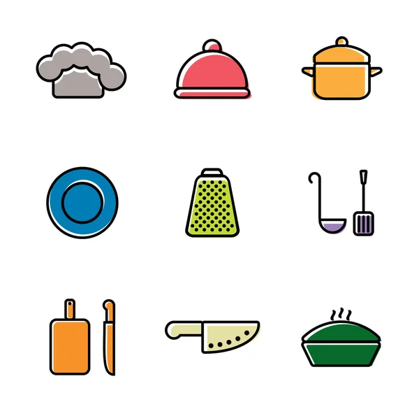 Vector kitchen, restaurant and culinary icons — Stock Vector