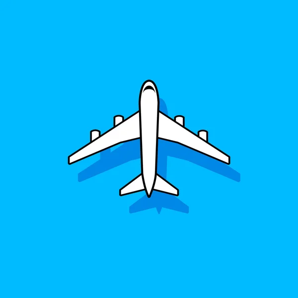 White vector plane flying over blue sky — Stock Vector