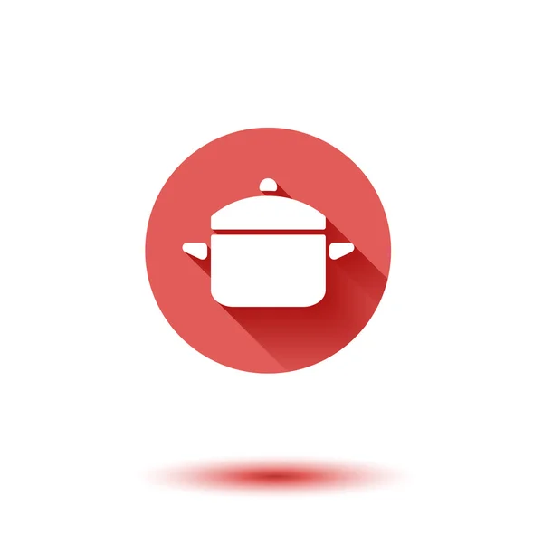 Flat long shadow vector saucepan icon — Stock Vector