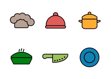 Vektör mutfak, Restoran ve mutfak simgeler
