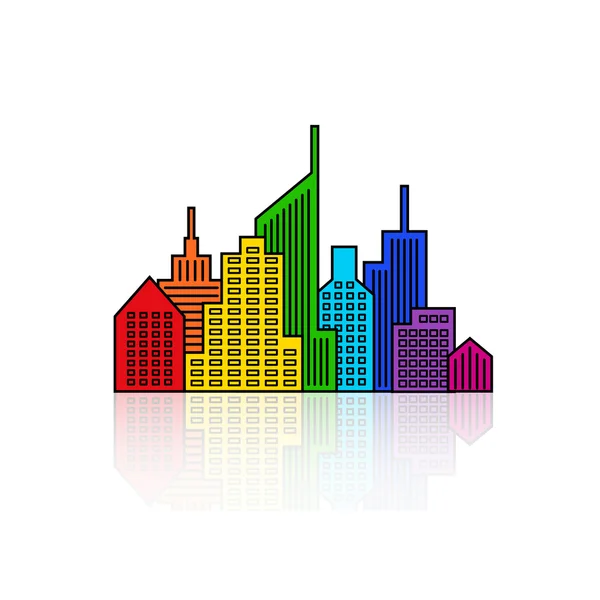 Rainbow vector cityscape design — Stock Vector