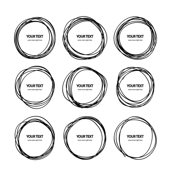 Vektör karalama çizilmiş daireler doodle kümesi soyut