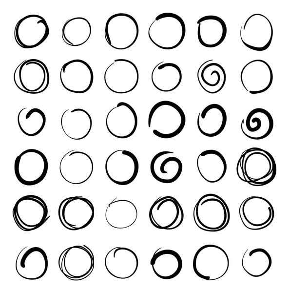 Conjunto de rabiscos abstratos de círculos de rabiscos desenhados à mão vetoriais — Vetor de Stock