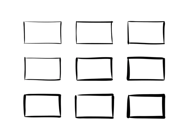 Ensemble rectangles vectoriels dessinés à la main — Image vectorielle