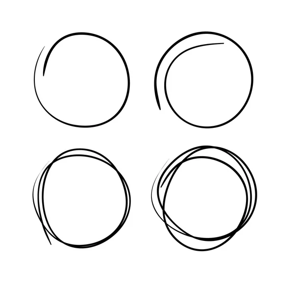 Vector hand-drawn scribble circles abstract doodle set — Stock Vector