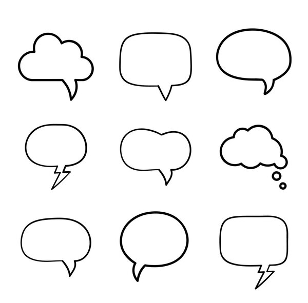 Minimal hand-drawn speech bubbles set