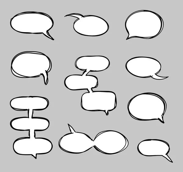 Hand-drawn vector speech bubbles sketchy doodle set — Stock Vector