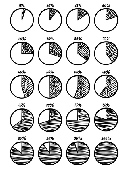 Hadn-drawn διάνυσμα feltip στυλό γράφημα πίτας εικόνες set — Διανυσματικό Αρχείο