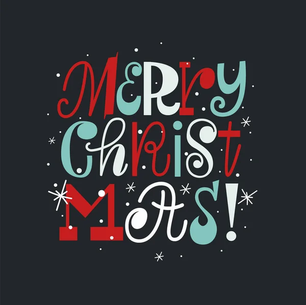 Leuke schattige Kerst hand getekend belettering ontwerp — Stockvector