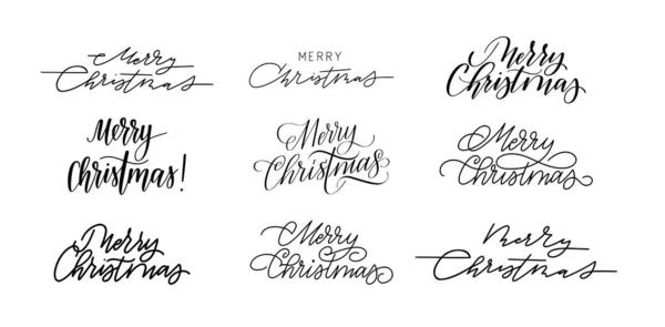 Feliz Navidad caligrafía estacional diseños conjunto — Vector de stock