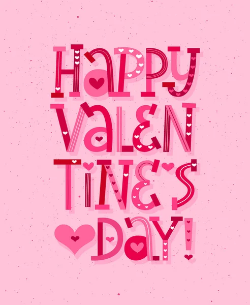 Boldog Valentin-napot vektor szórakoztató rajzfilm betűző — Stock Vector