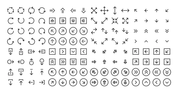 128 Pfeilsymbole. Knackiger dünner Strich — Stockvektor