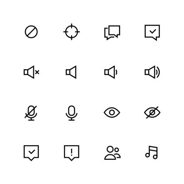 Piksel mükemmel düzenlenebilir vuruş simgeleri. Sesi kapat.