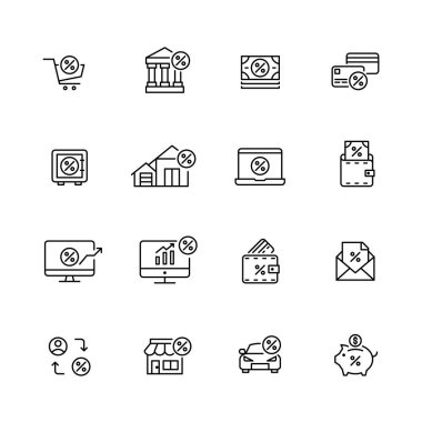 Finans simgeleri. Piksel mükemmel düzenlenebilir vuruş