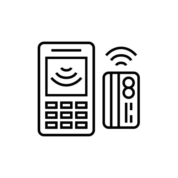 Icone di pagamento contactless checkout. Terminale e carta di credito. Pixel perfetto. Ictus modificabile — Vettoriale Stock