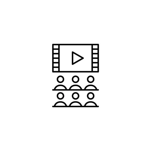 Ícone de cinema. Pessoas a ver vídeos. Pixel design de curso editável perfeito — Vetor de Stock