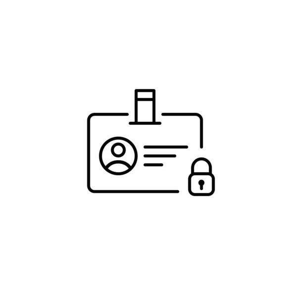 User id security icon. Identity card with lock symbol. Pixel perfect, editable stroke — Stock Vector