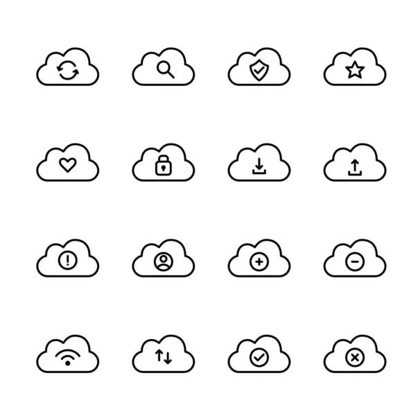 云存储图标。添加,同步,安全,连接等.Pixel perfect, edable stroke. — 图库矢量图片