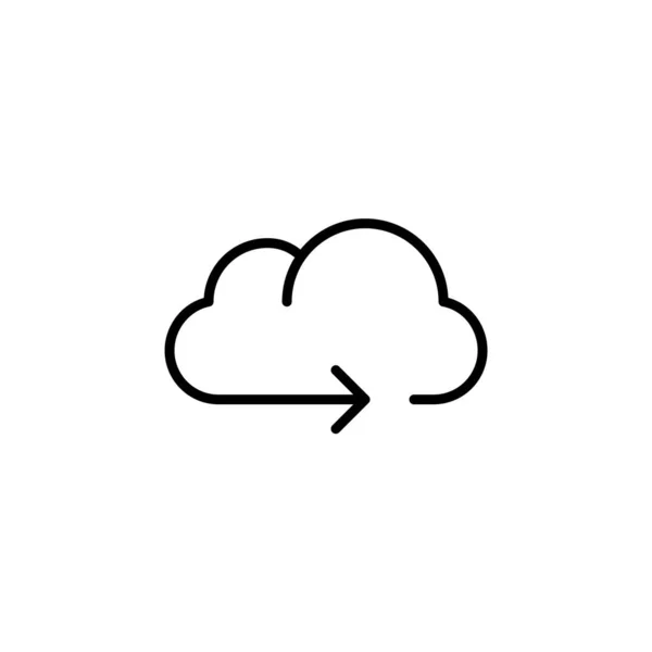 Úložiště v cloudu s ikonou pohyblivé šipky. Odeslat na cloudový server nebo synchronizaci. Pixel perfektní, upravitelný tah. — Stockový vektor