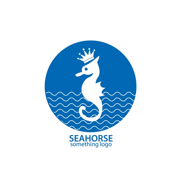 Blauwe en witte seahorse Bedrijfs embleem — Stockvector