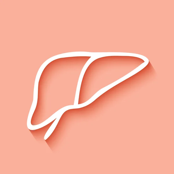 Logotipo do ícone do fígado humano, sombra longa plana — Vetor de Stock