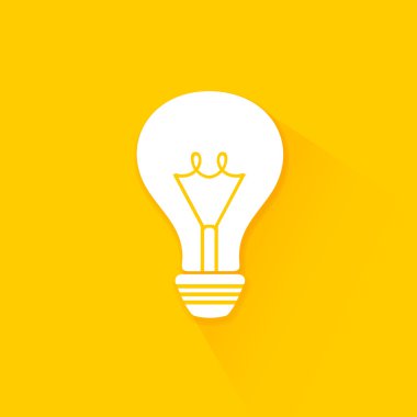 Uzun gölge ampul simgeler düz