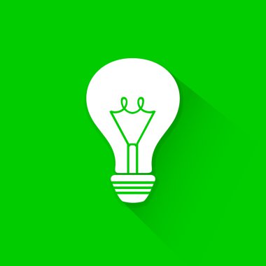 Uzun gölge ampul simgeler düz