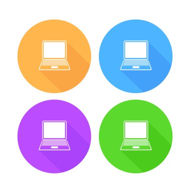 Düz uzun gölge dizüstü Icons set