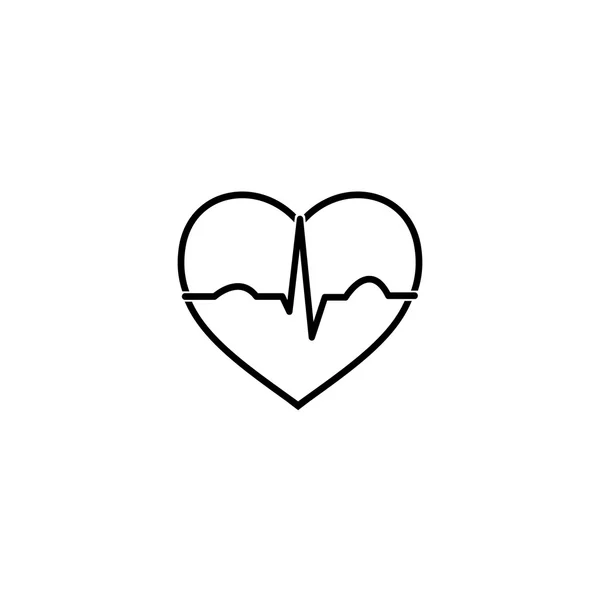 Minimale bianco e nero cuore ecg icona — Vettoriale Stock