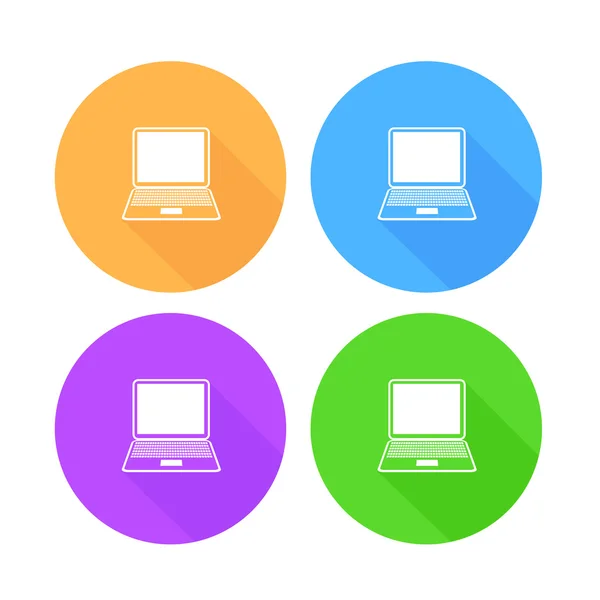 Flat long shadow laptop icons set — Stock Vector