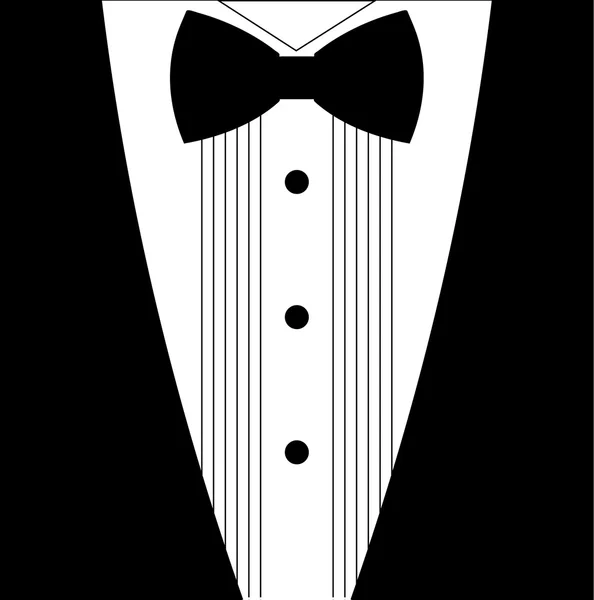 Lazo de lazo esmoquin blanco y negro plano — Vector de stock