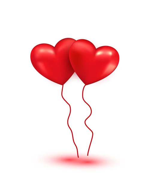 Lesklé červené srdce balónky — Stockový vektor