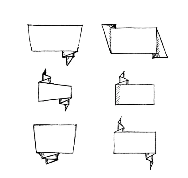 Set de banners de origami dibujados a mano — Vector de stock