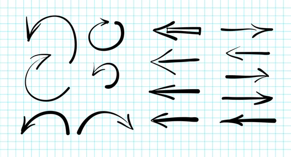 Verzameling van vector handgetekende pijl doodles — Stockvector