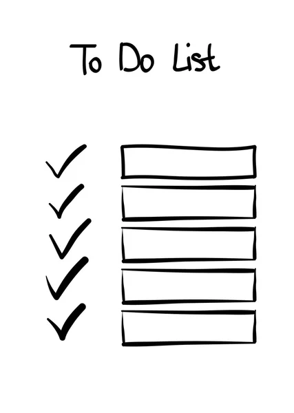 Handgezeichnetes Doodle zur Checkliste — Stockvektor